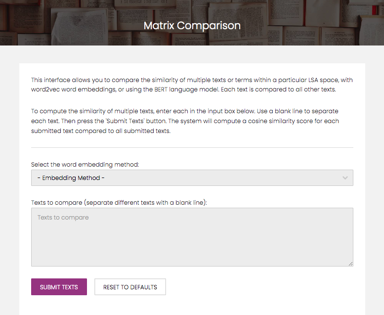 How To Use The Word Embedding Analysis Website